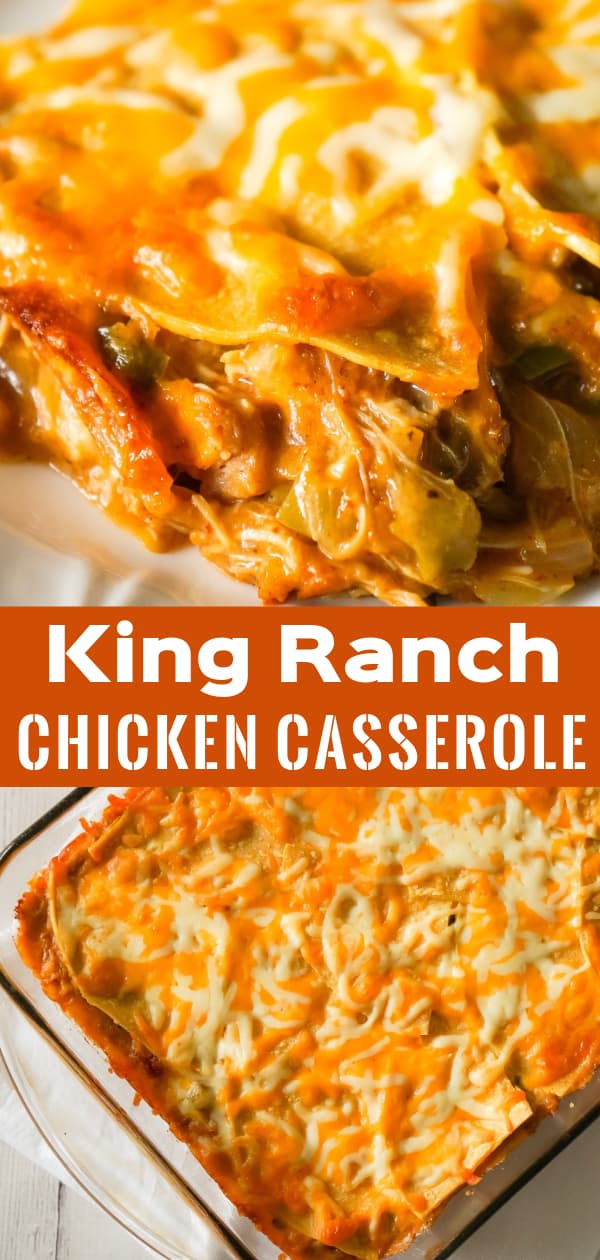 King Ranch Chicken Casserole is a creamy chicken casserole loaded with green peppers, chopped green chilies and layers of corn tortillas and cheese.