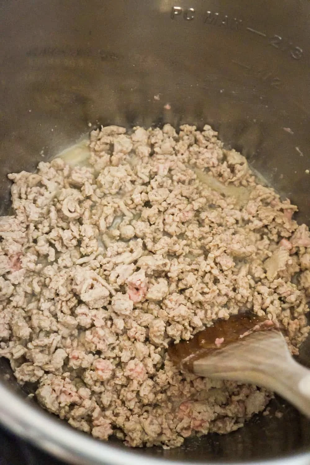 ground turkey cooking in an Instant Pot 