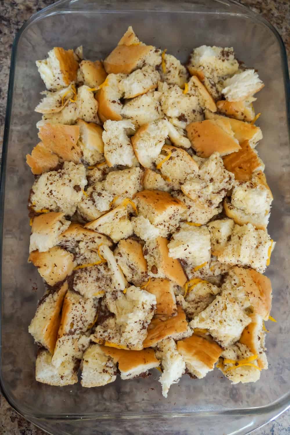 french toast casserole before baking