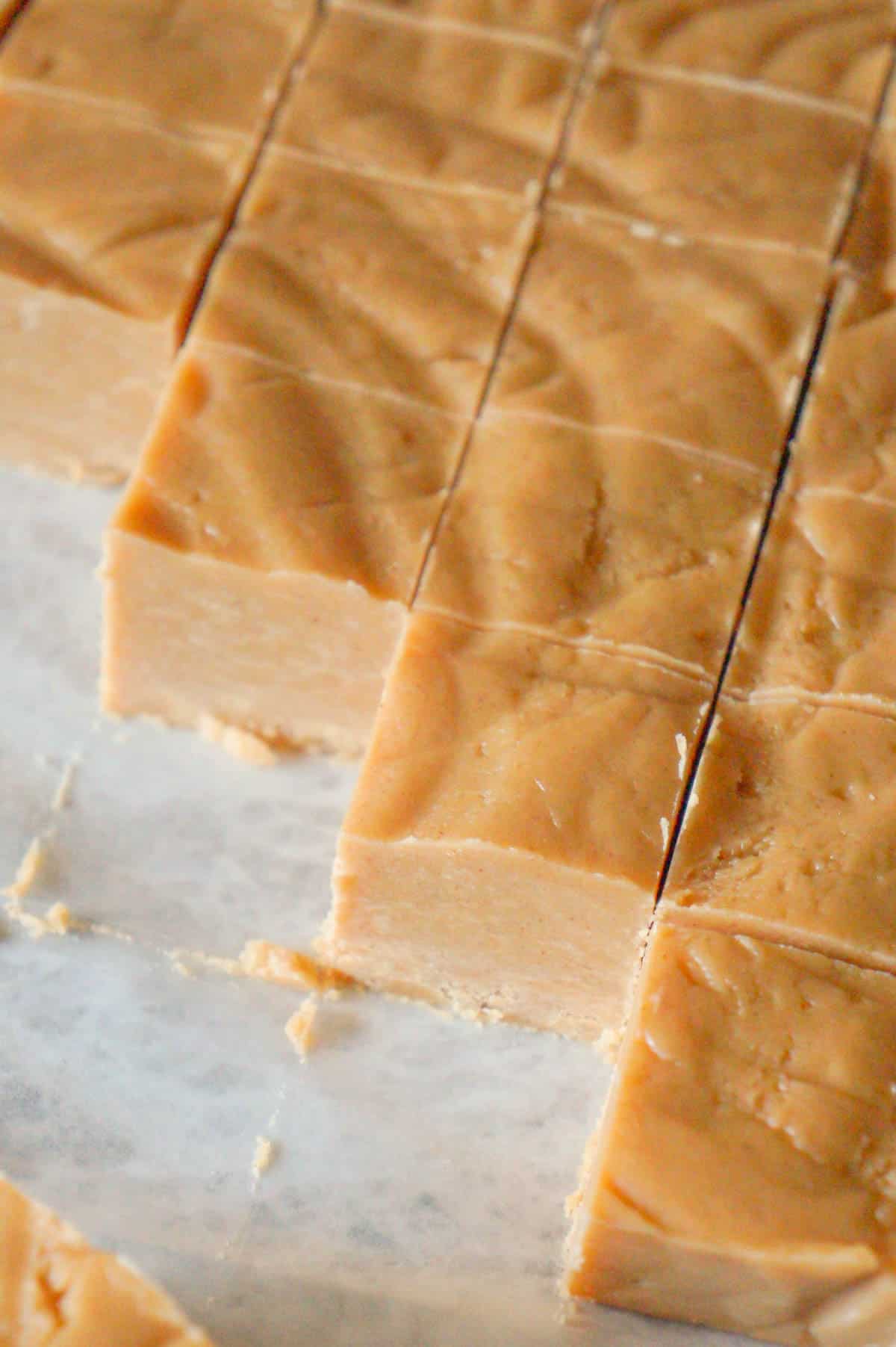 Easy Peanut Butter Fudge is an easy three ingredient microwave fudge recipe made with vanilla frosting, Reese's peanut butter baking chips and smooth peanut butter.