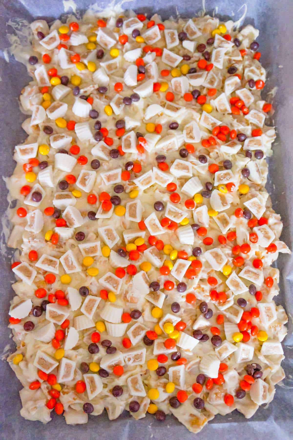 fritos white chocolate bark before chilling