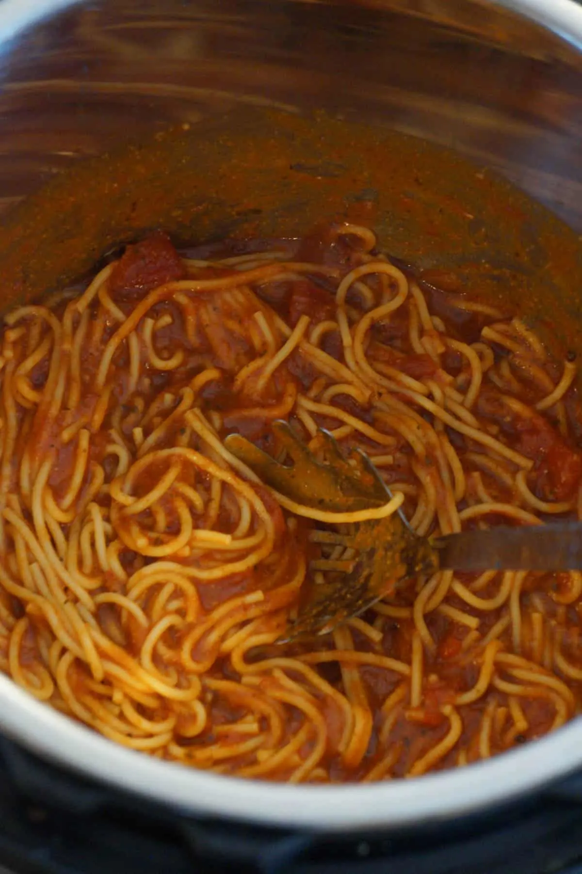 cooked spaghetti in an Instant Pot