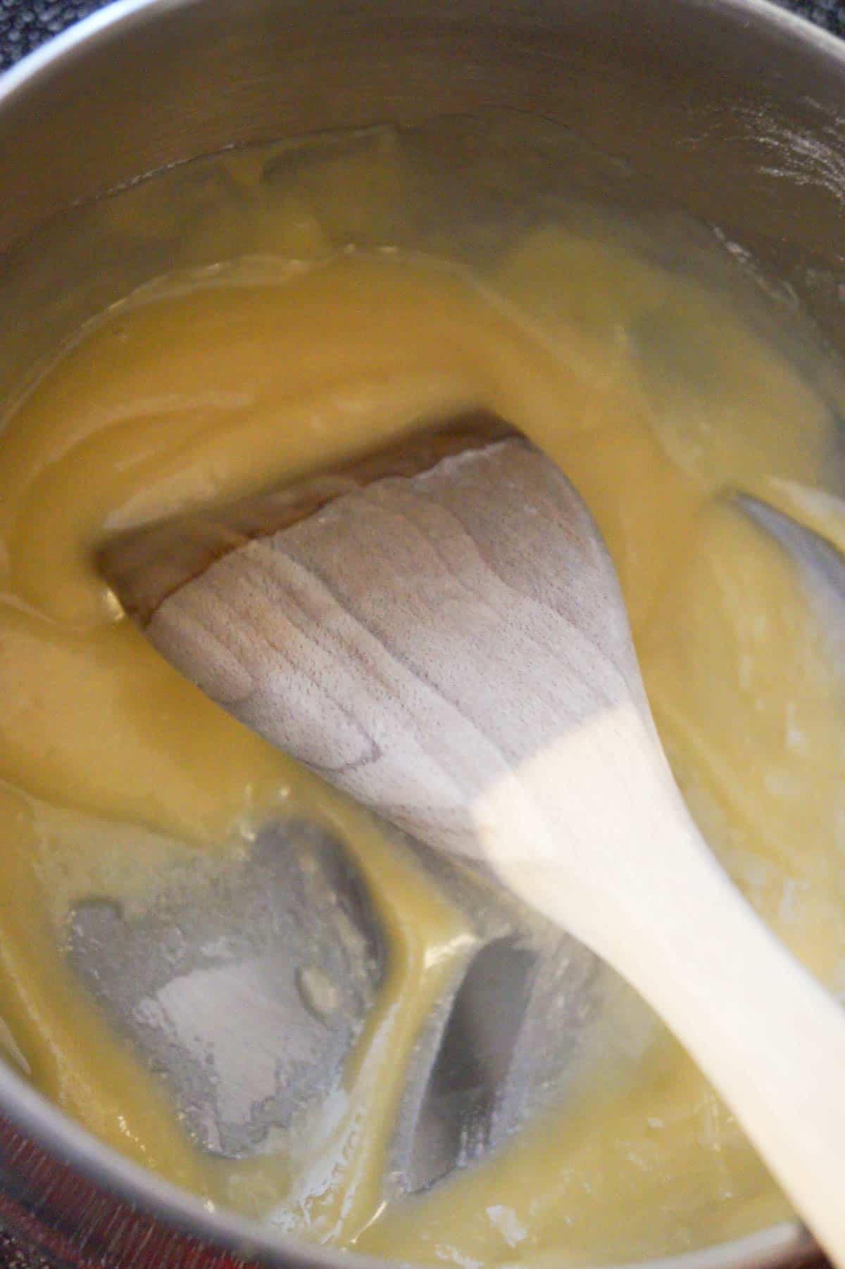 flour and butter mixture in a sauce pan