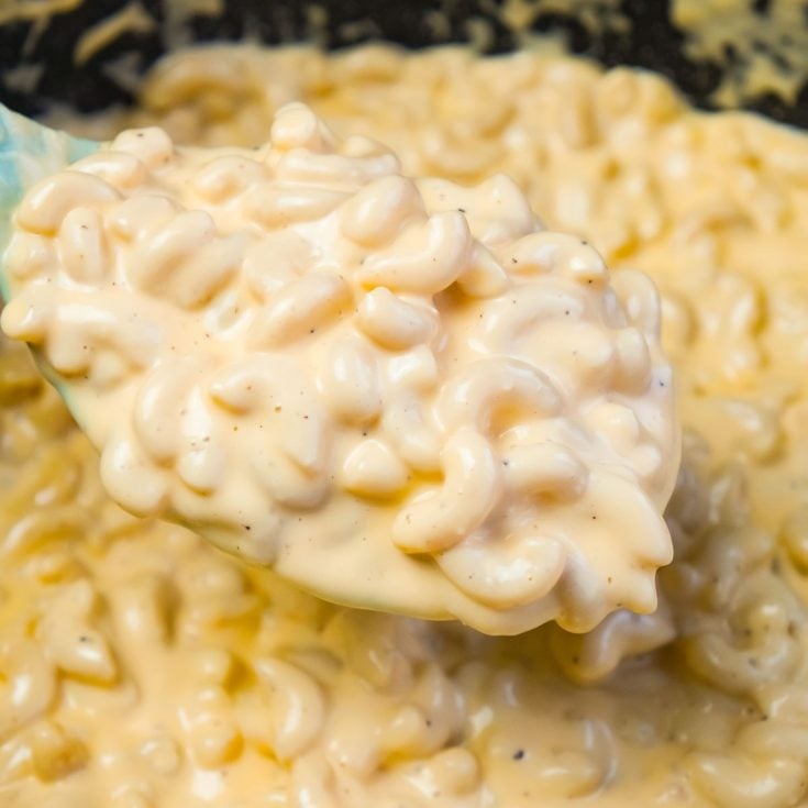 Creamy Stovetop Mac and Cheese is an easy and delicious homemade macaroni and cheese recipe made with cheddar cheese soup, heavy cream, mozzarella and cheddar cheese.