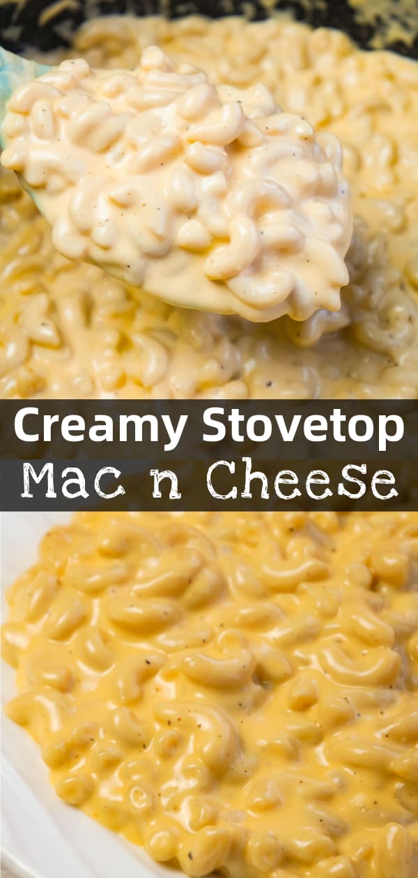 Creamy Stovetop Mac and Cheese is an easy and delicious homemade macaroni and cheese recipe made with cheddar cheese soup, heavy cream, mozzarella and cheddar cheese.