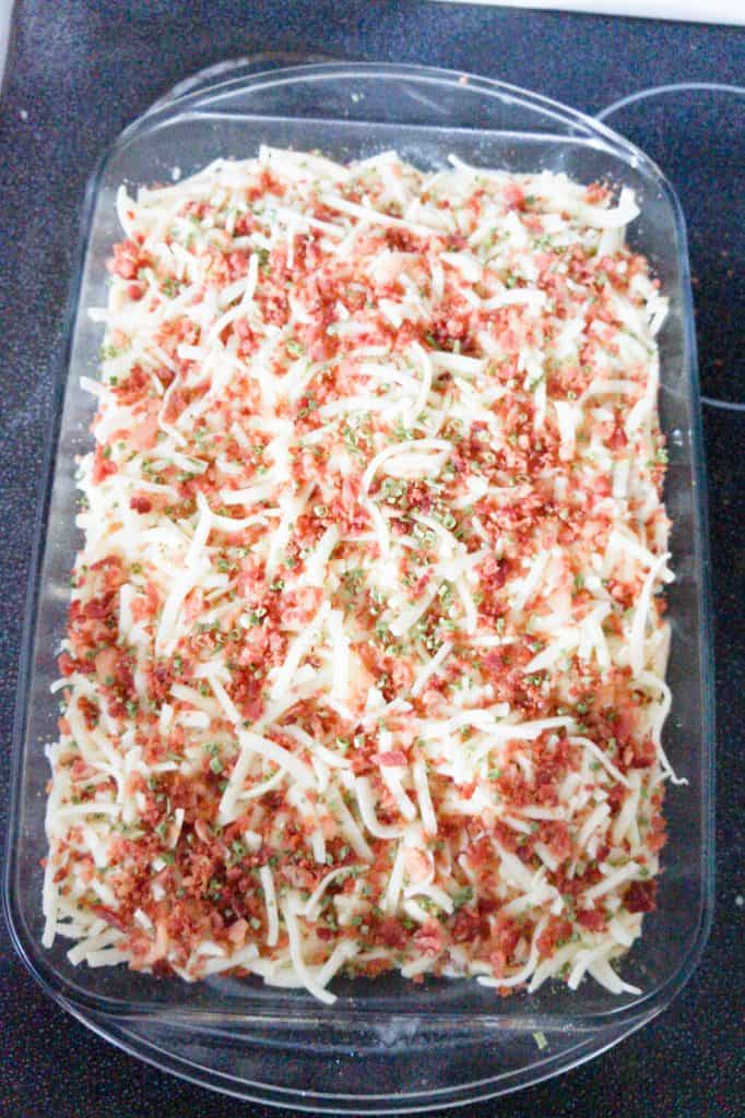 bacon cream cheese spaghetti before baking