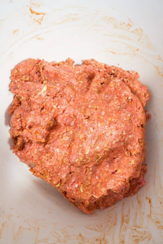 ground beef mixture in a mixing bowl