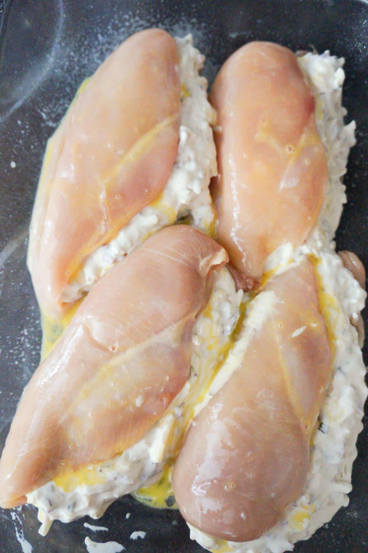 cream cheese stuffed chicken breasts before baking