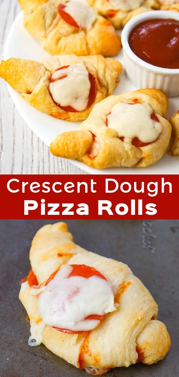 Pizza Crescent Rolls are an easy dinner or party snack recipe using Pillsbury crescent rolls, pepperoni, mozzarella cheese and pizza sauce.