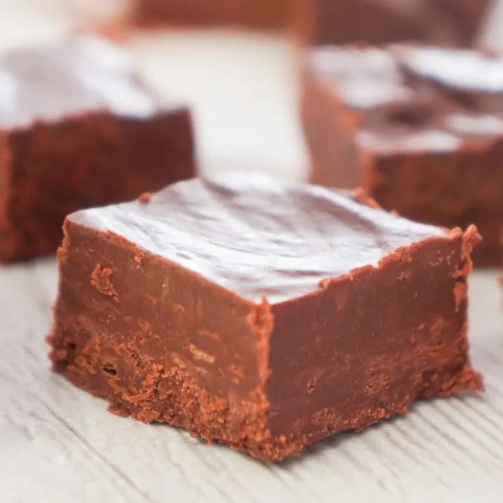 Easy Chocolate Fudge is a simple microwave fudge recipe using semi-sweet chocolate chips and chocolate frosting.