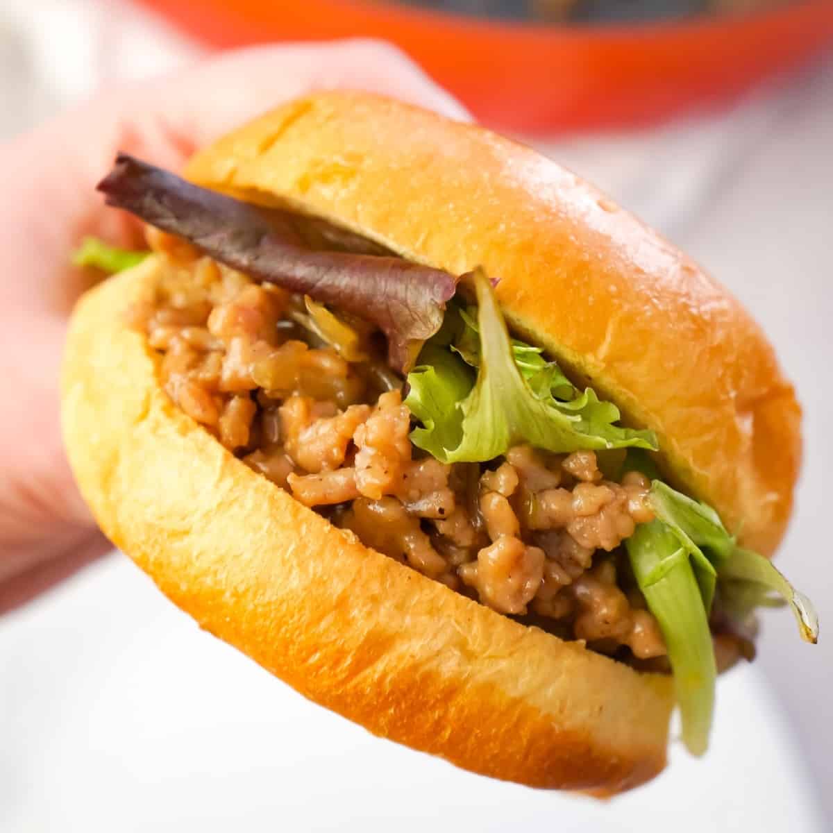 Honey Garlic Chicken Sloppy Joes are an easy weeknight dinner recipe using ground chicken coated in a sweet and savoury honey garlic sauce served on Brioche buns.