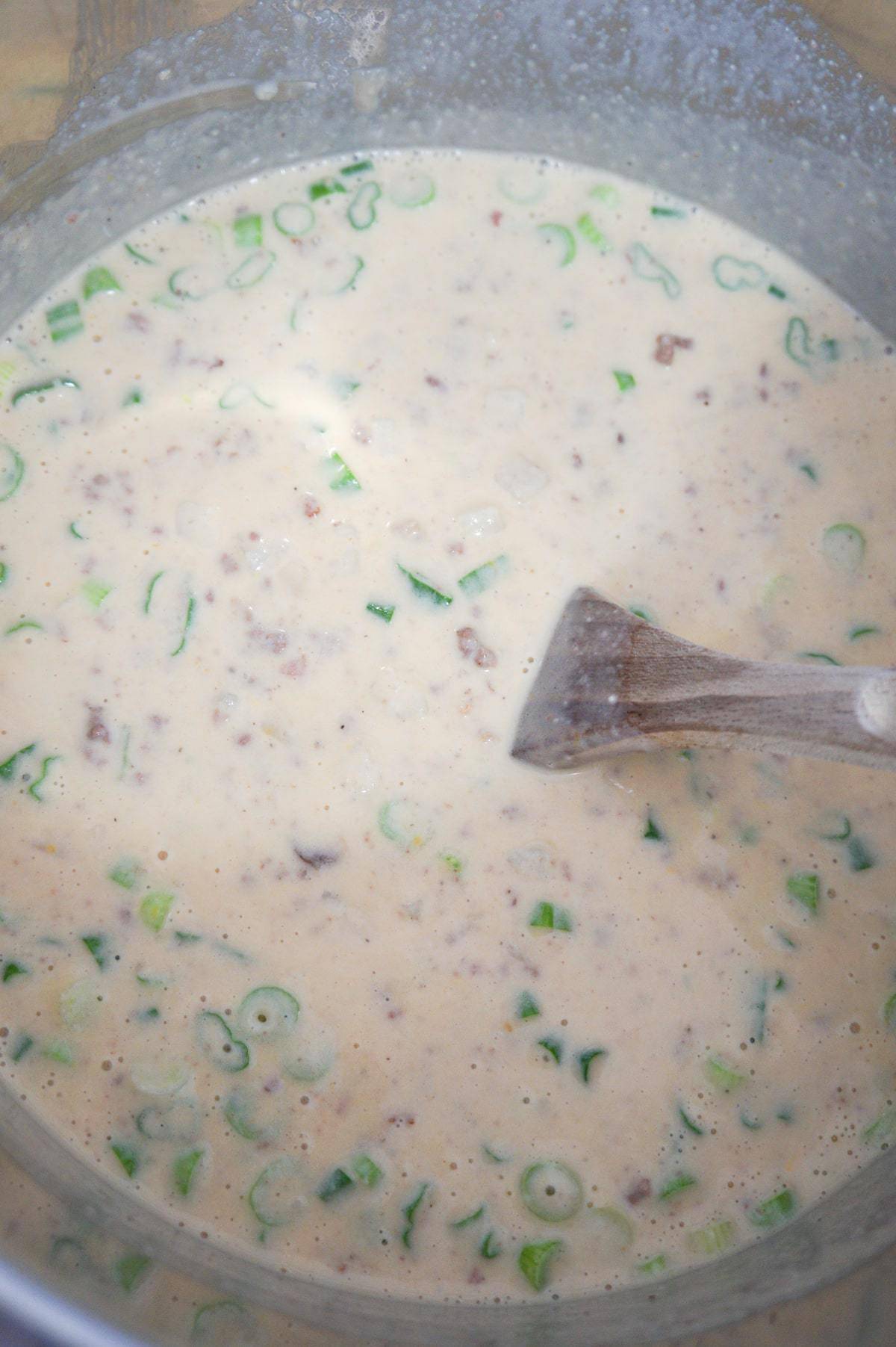 bacon cheeseburger soup in an Instant Pot