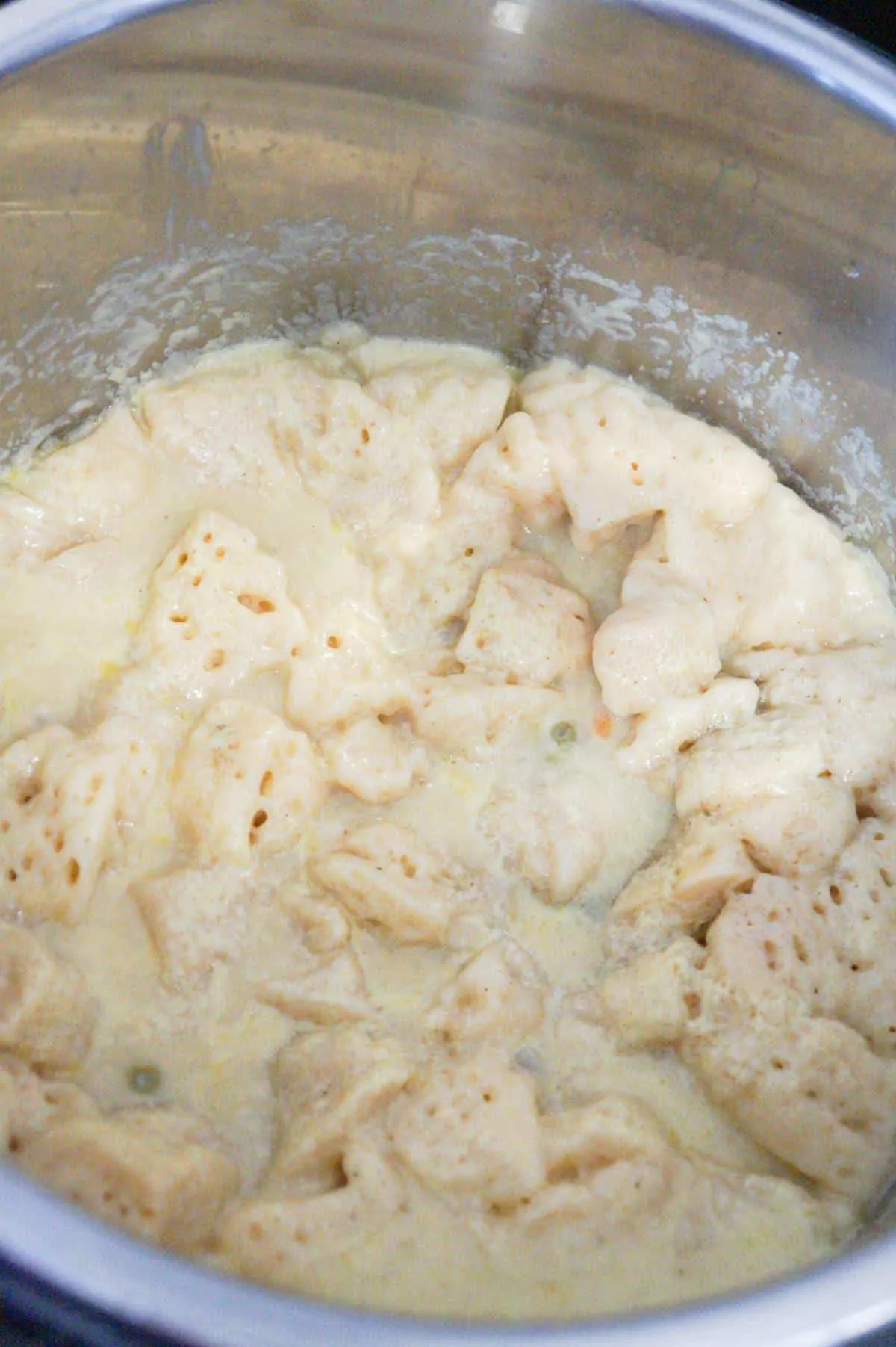 chicken and dumplings after cooking in the Instant Pot