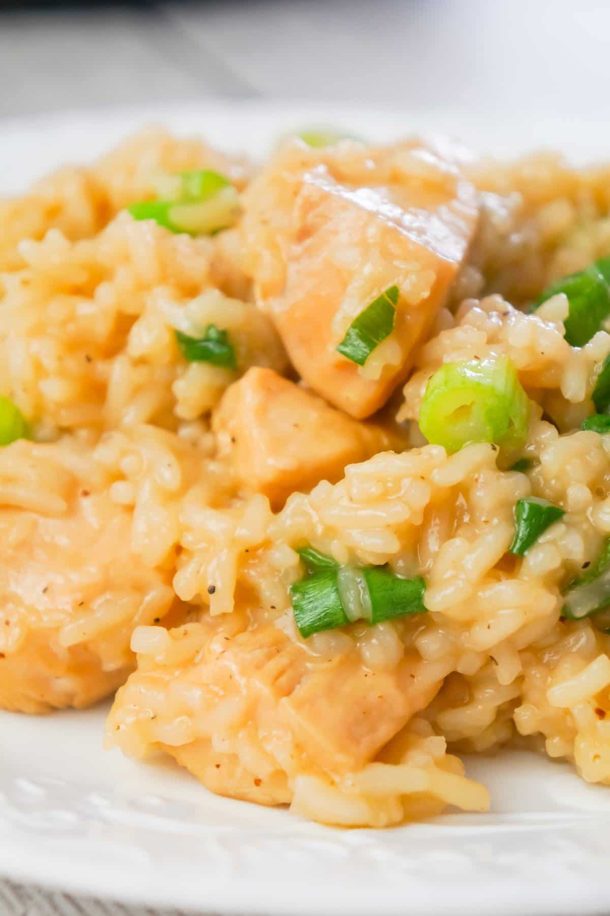 Instant Pot Honey Garlic Chicken and Rice is an easy pressure cooker rice dish loaded with chunks of chicken breast and a delicious sweet and savoury honey garlic sauce.