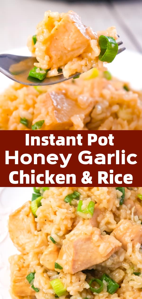 Instant Pot Honey Garlic Chicken and Rice is an easy pressure cooker rice dish loaded with chunks of chicken breast and a delicious sweet and savoury honey garlic sauce.