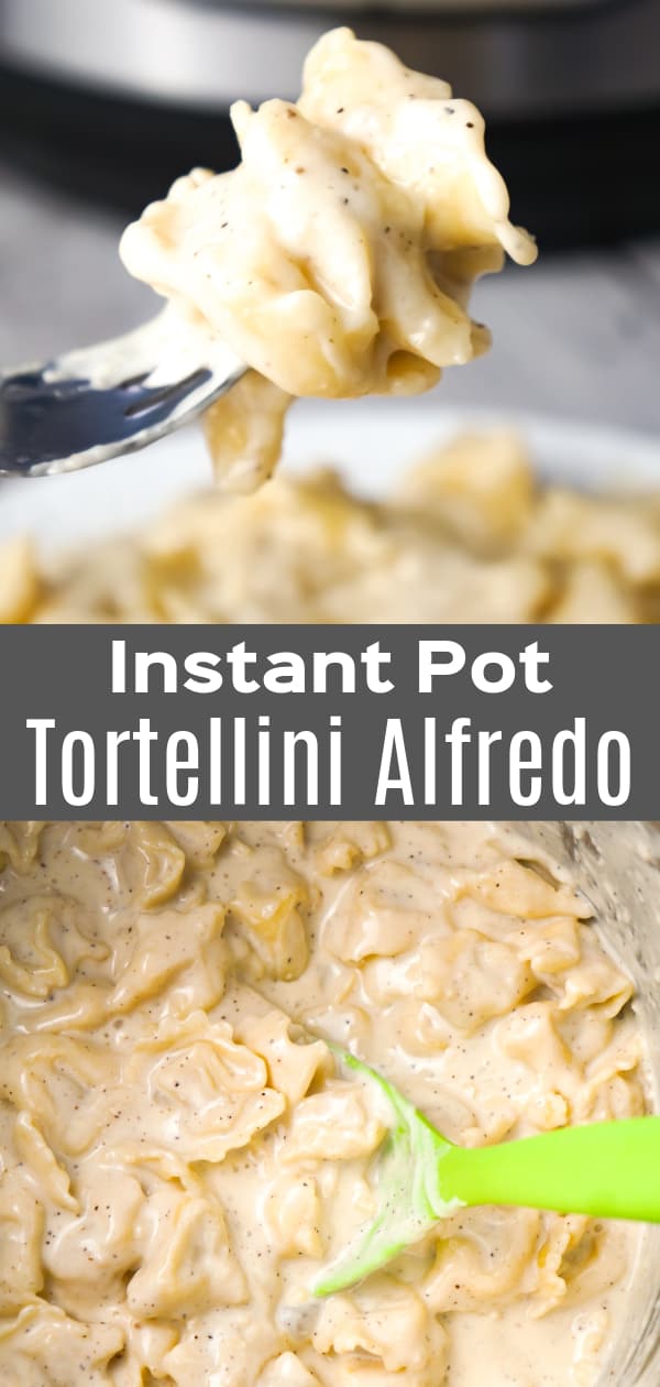 Instant Pot Tortellini Alfredo is a delicious pressure cooker pasta recipe made with refrigerated three cheese tortellini, garlic puree, heavy cream, mozzarella and Parmesan cheese.