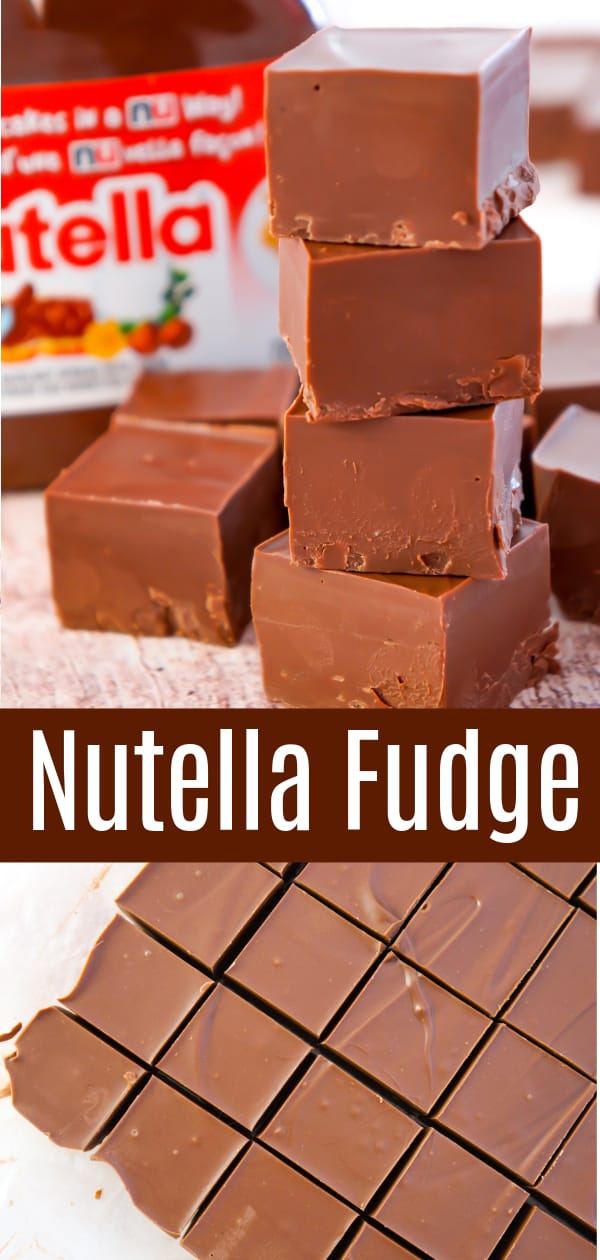 Nutella Fudge is an easy two ingredient microwave fudge recipe using Nutella and milk chocolate chips.