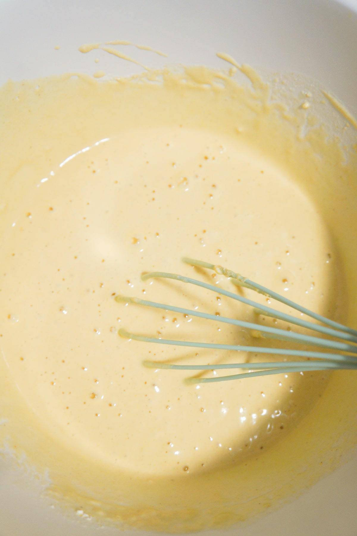 pancake batter in a mixing bowl