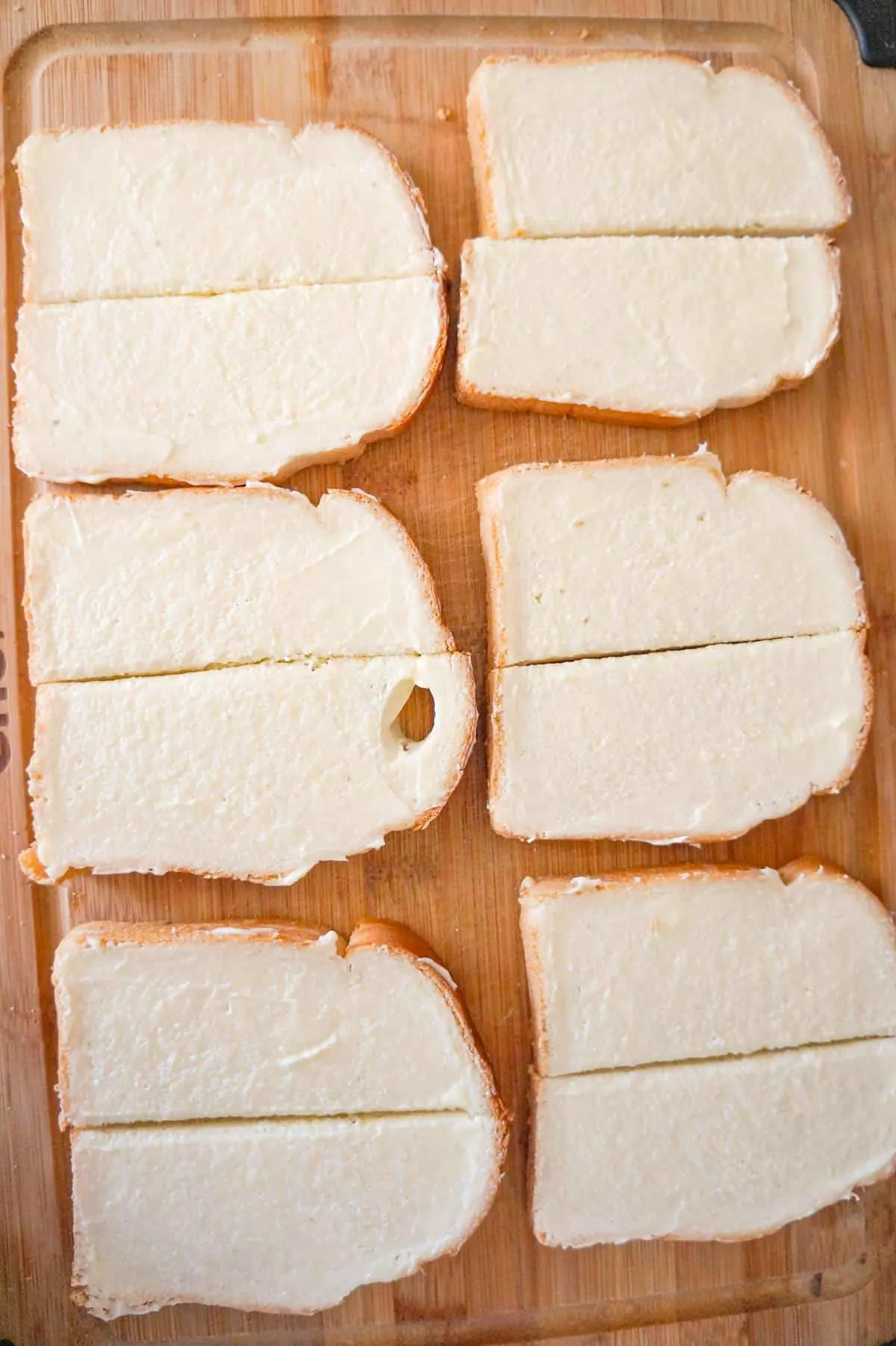 bread slices on a cutting board