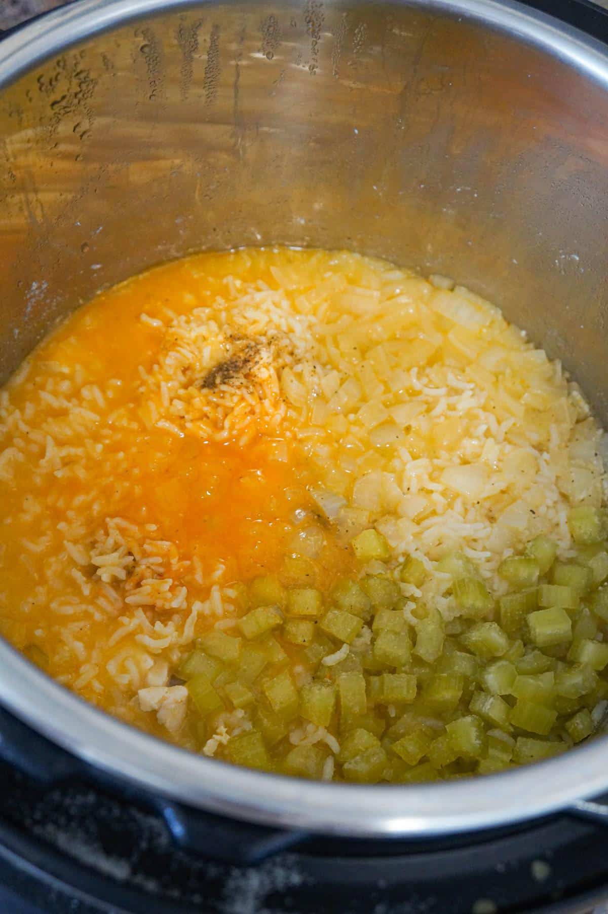 buffalo chicken and rice after pressure cooking