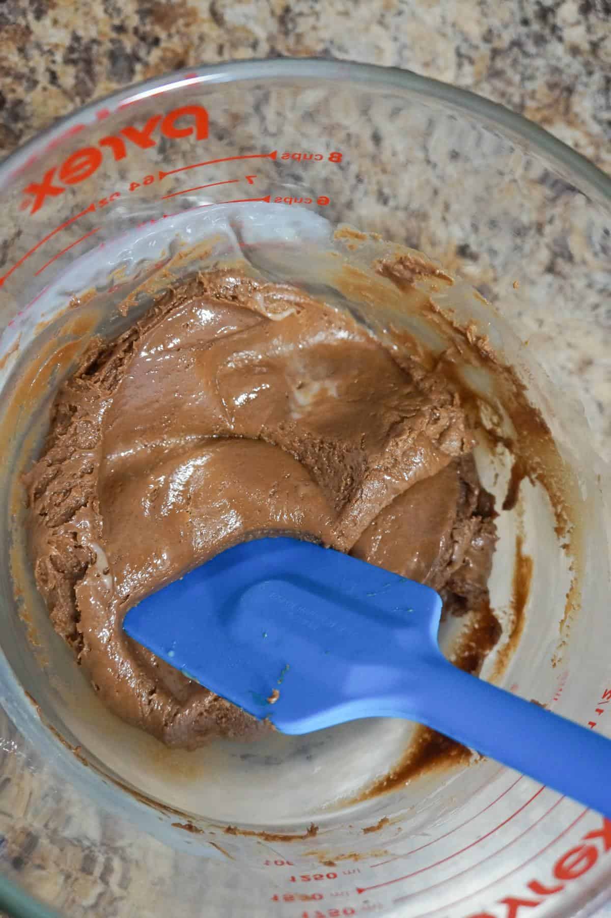 chocolate mixture in glass bowl