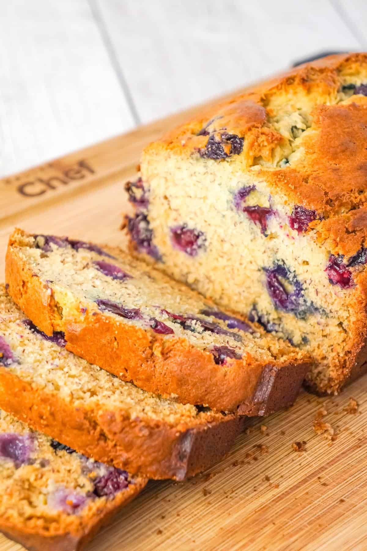 Blueberry Banana Bread is a tasty treat made with ripe bananas and loaded with fresh blueberries.