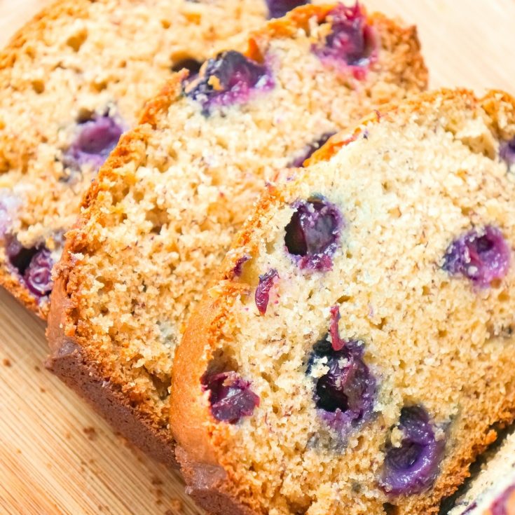 Blueberry Banana Bread is a tasty treat made with ripe bananas and loaded with fresh blueberries.