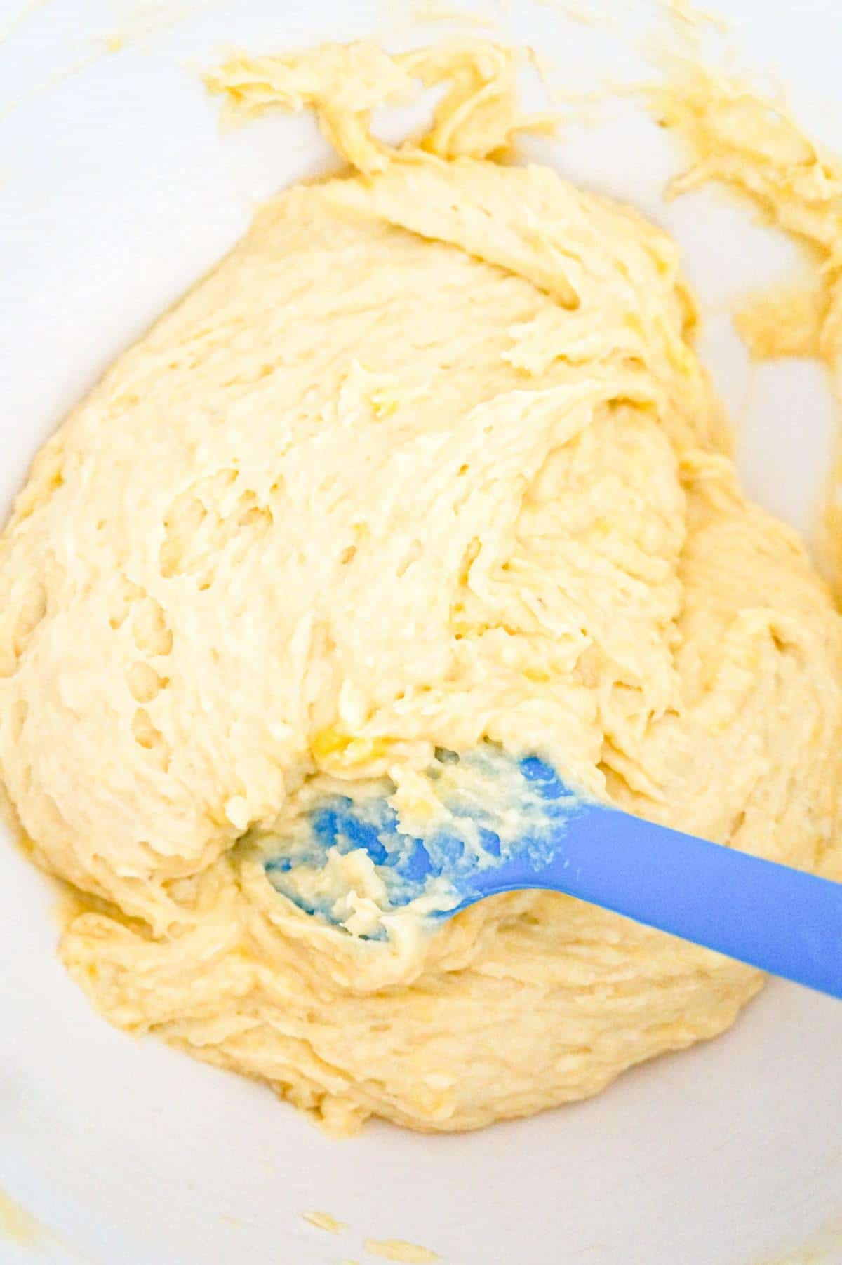 banana bread batter in a mixing bowl