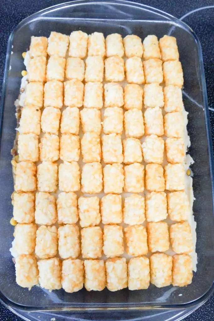 tater tot casserole before baking