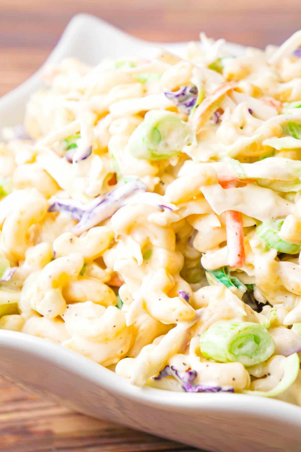 Coleslaw Macaroni Salad is a simple cold side dish recipe perfect for summer barbecues and potlucks.