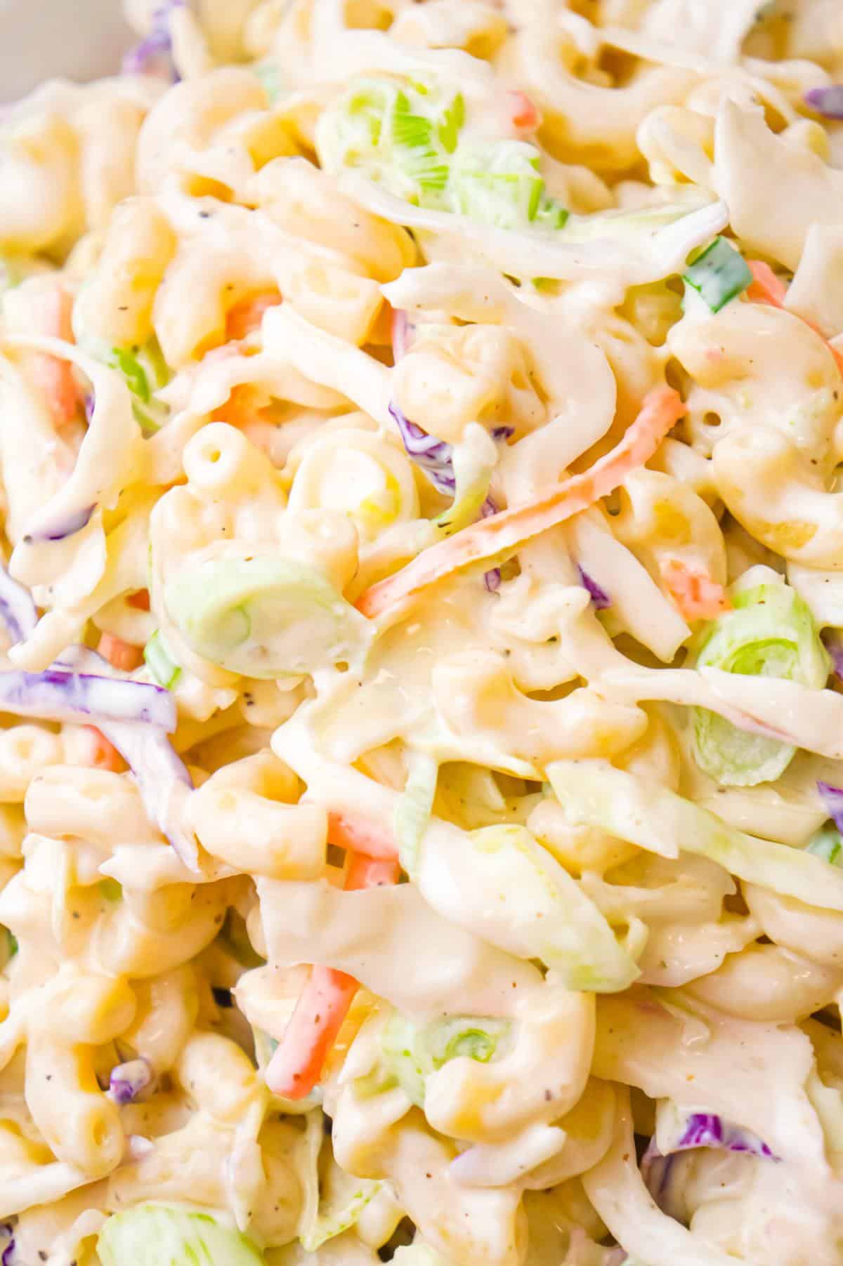 Coleslaw Macaroni Salad is a simple cold side dish recipe perfect for summer barbecues and potlucks.