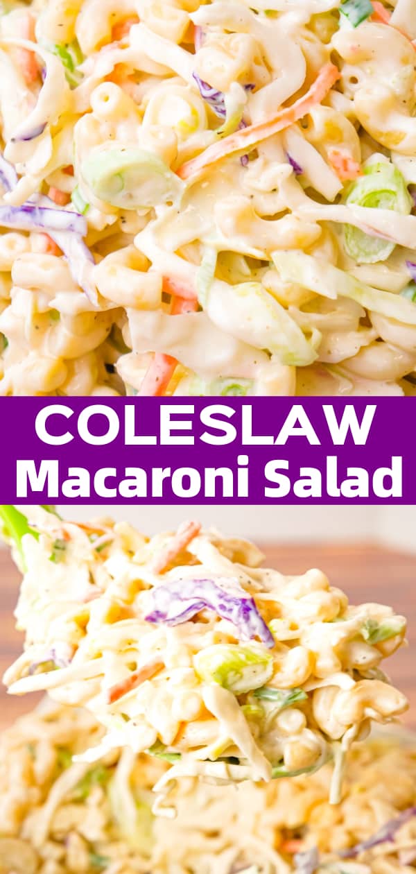 Coleslaw Macaroni Salad is a simple cold side dish recipe perfect for summer barbecues and potlucks.