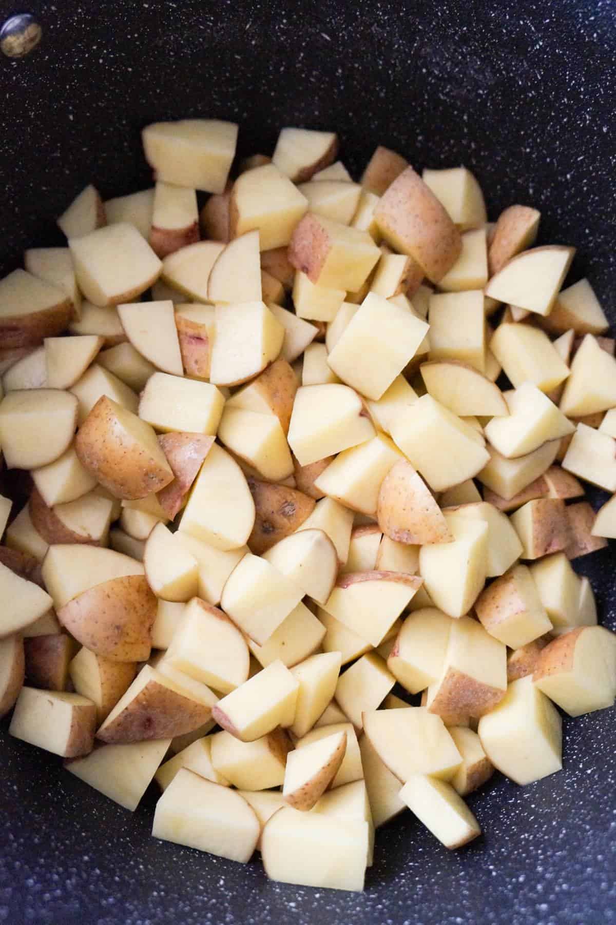 diced potatoes in a large pot
