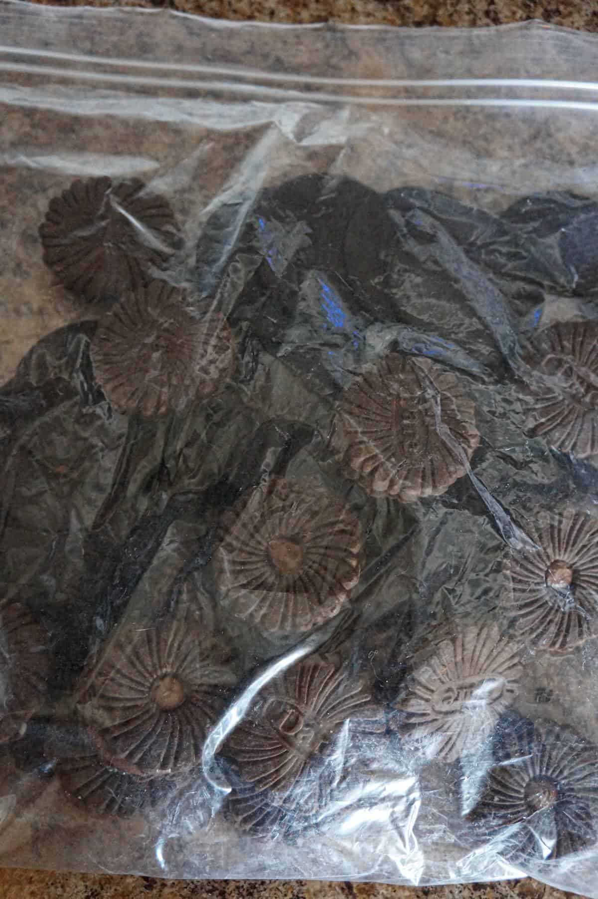 chocolate cookies in a large Ziploc bag