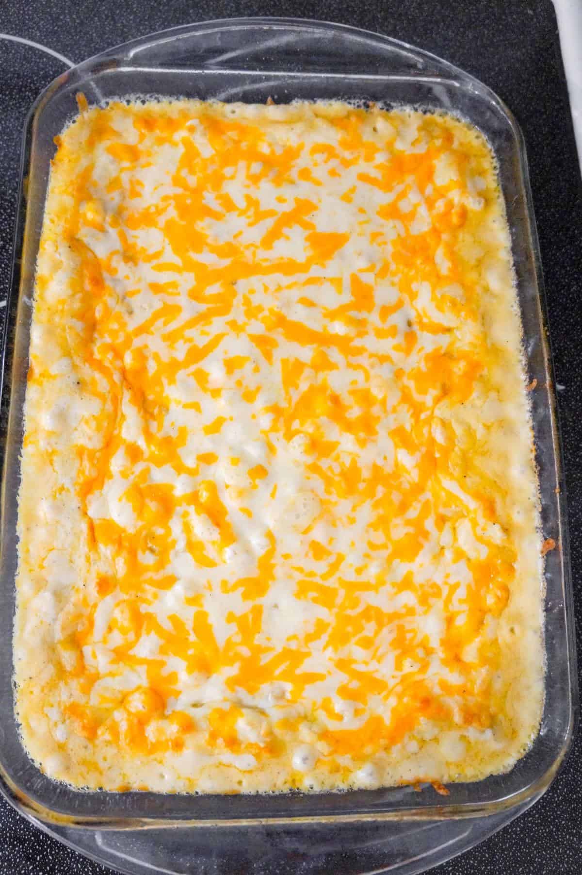 cheese baked on top of mac and cheese