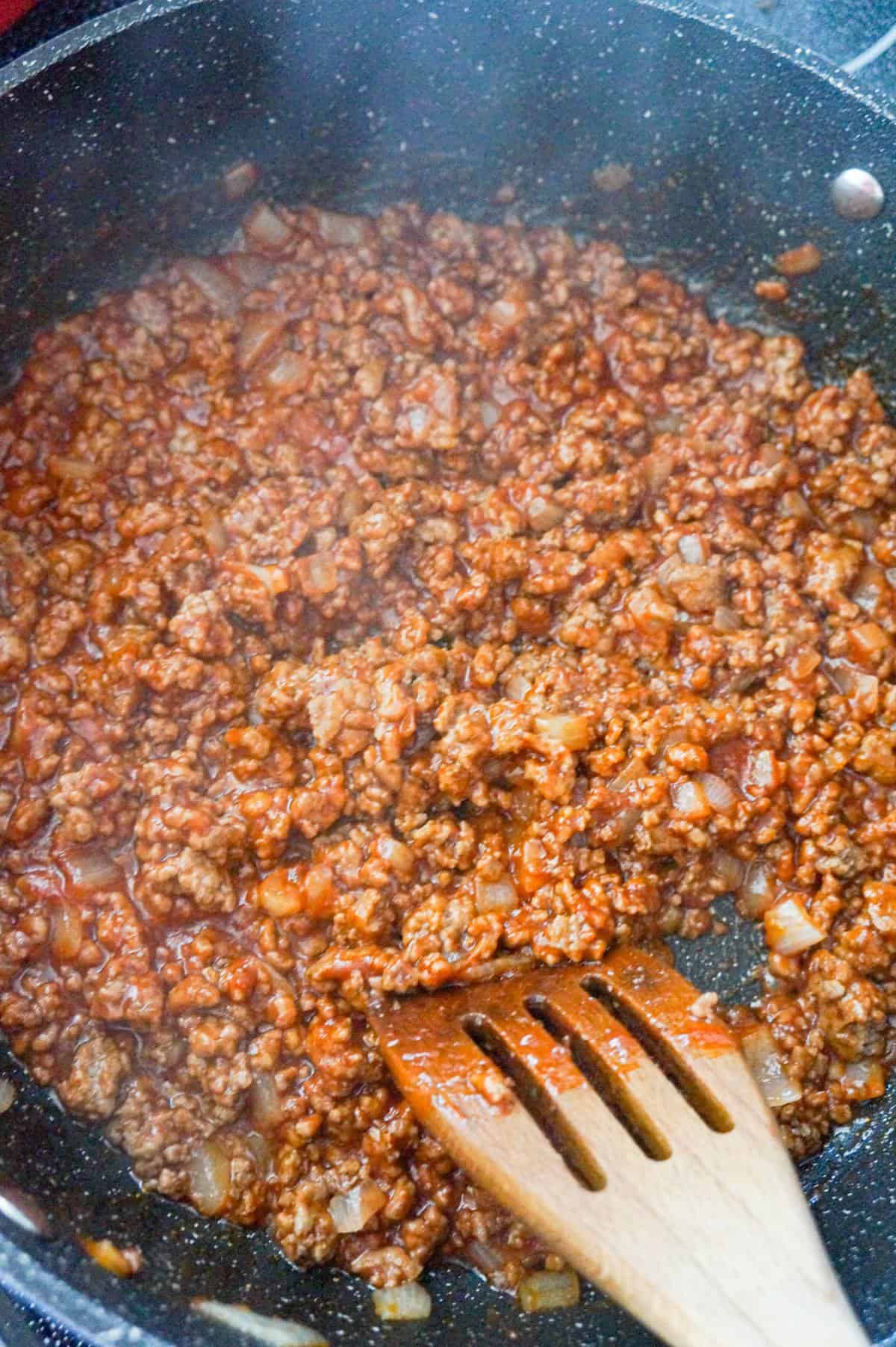 sloppy joe mixture in a large saute pan