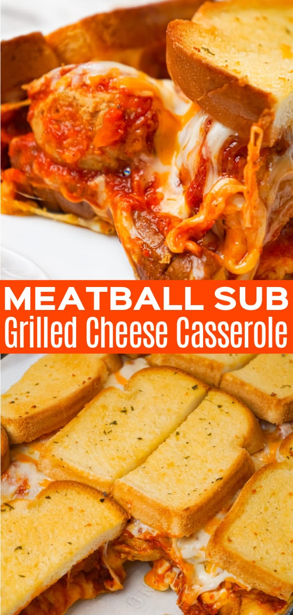 Meatball Sub Grilled Cheese Casserole is an easy casserole recipe made with Italian style meatballs, marinara sauce and loaded with cheese all sandwiched between layers of garlic toast.