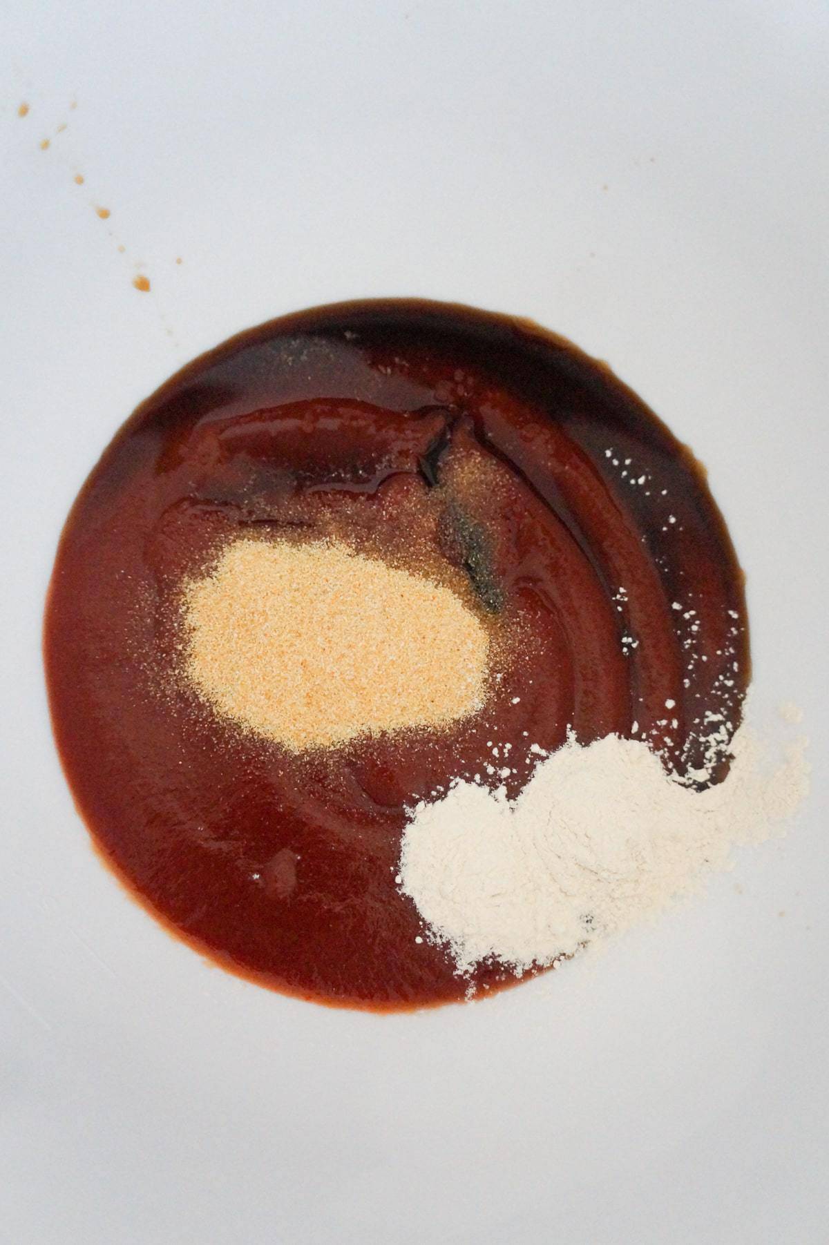 spices, Worcestershire sauce and ketchup in a large mixing bowl