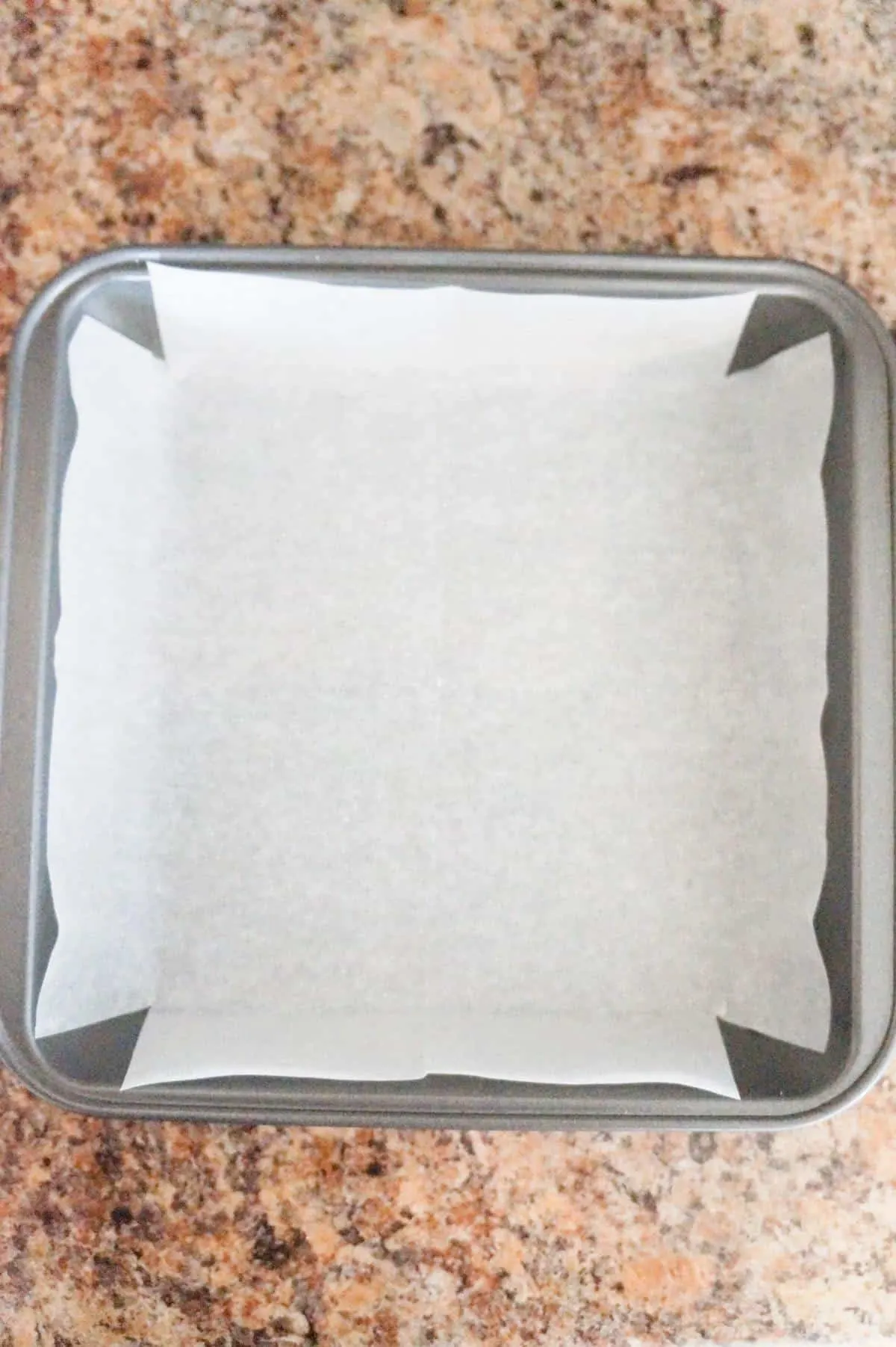 parchment paper lined square baking pan