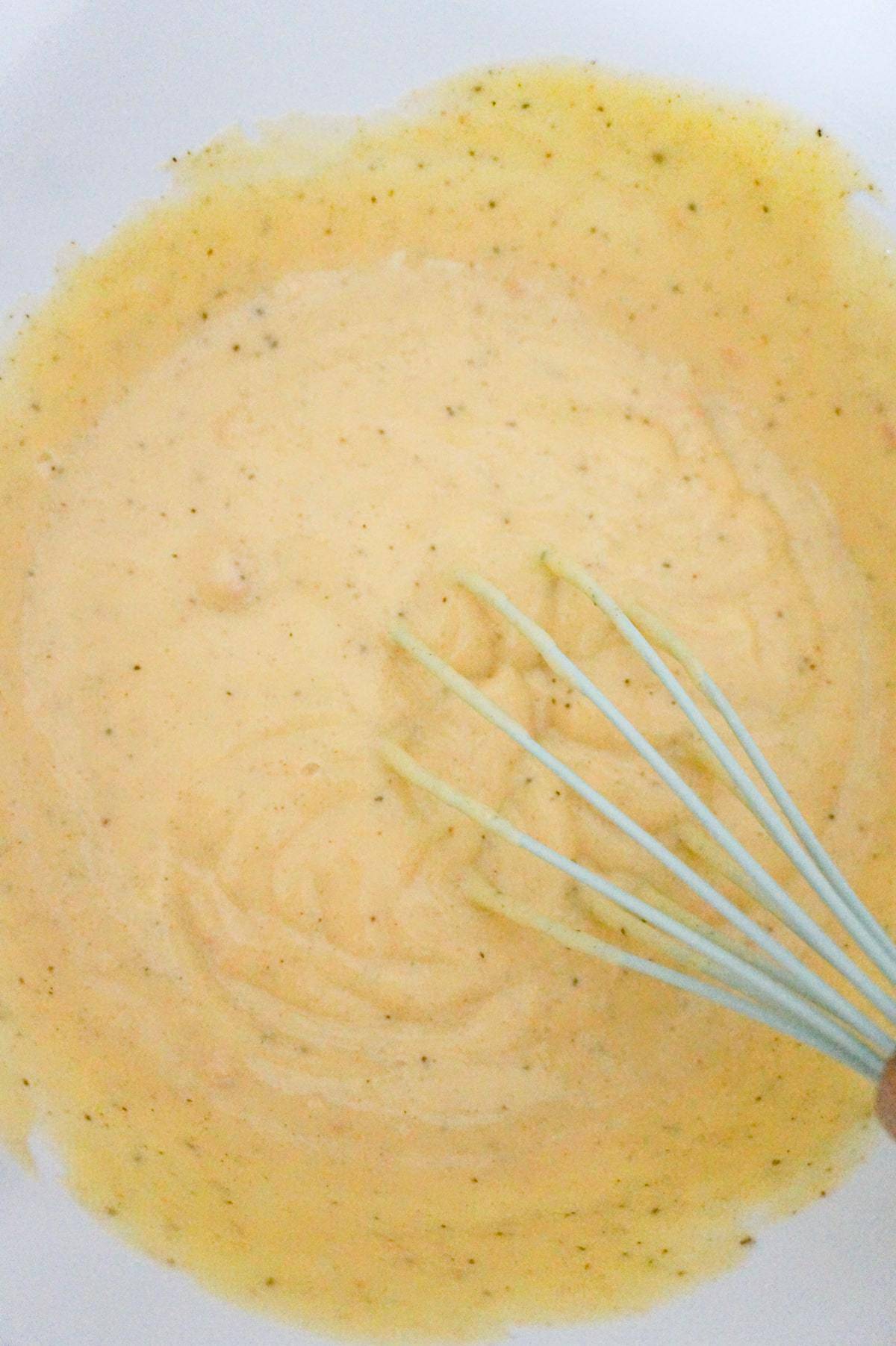 cream of chicken soup mixture in a mixing bowl