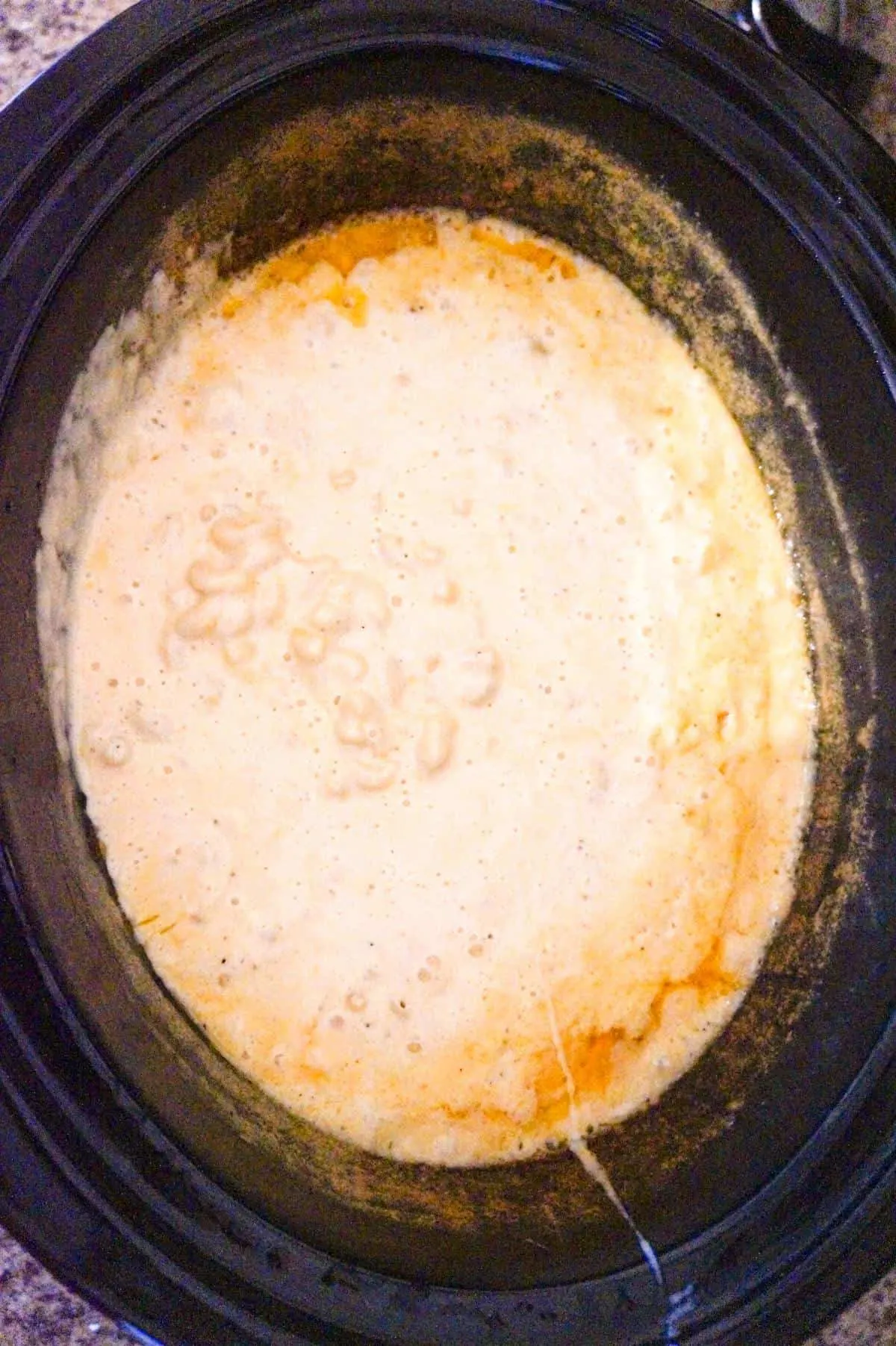 mac and cheese in a crock pot after cooking