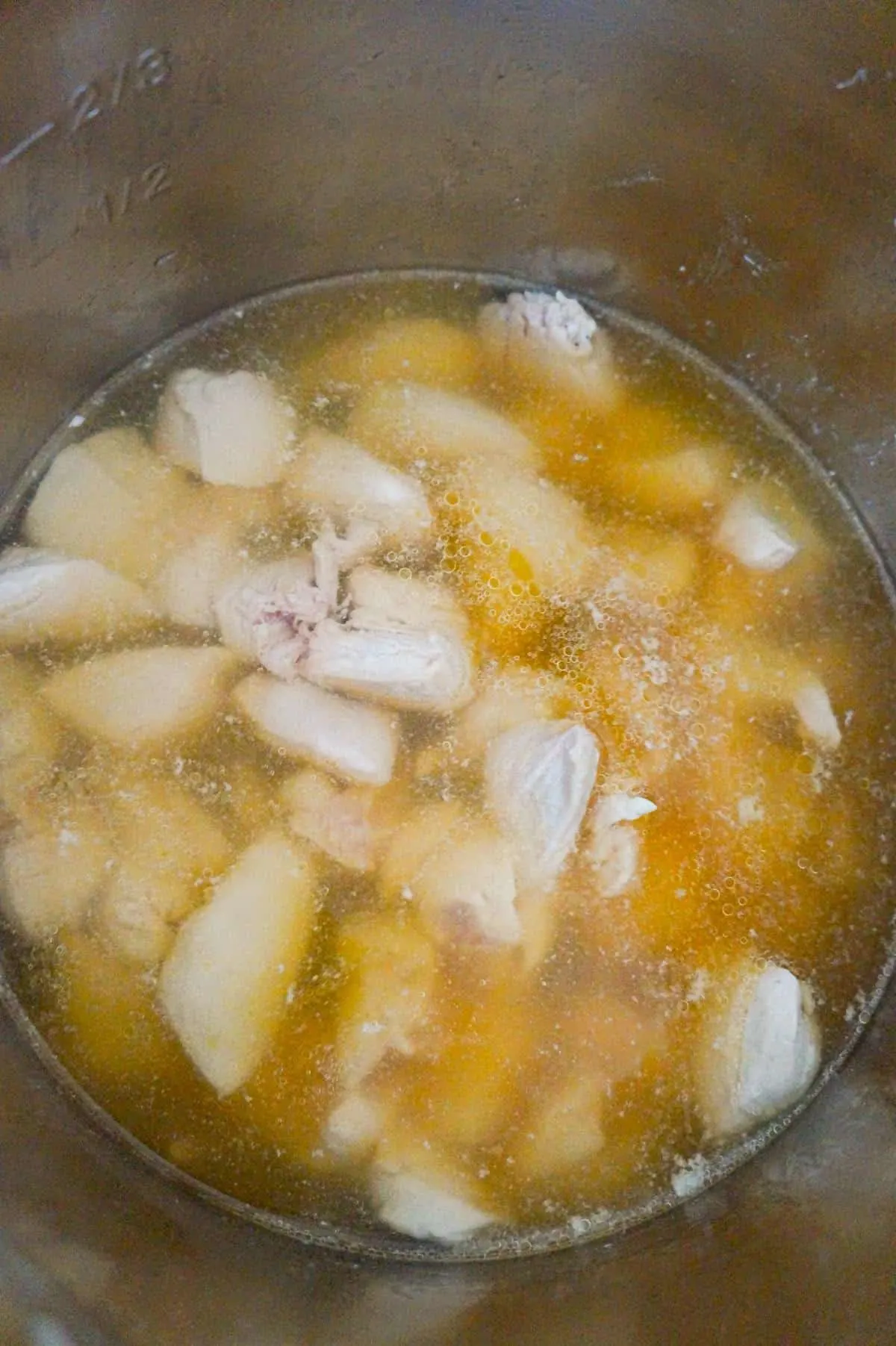 chicken breast chunks in broth in an Instant Pot