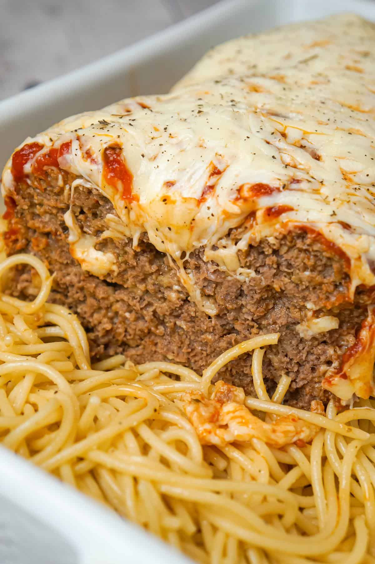 Italian Meatloaf is a delicious two pound ground beef meatloaf recipe loaded with Italian seasoned bread crumbs, marinara sauce and a blend of Italian cheeses.