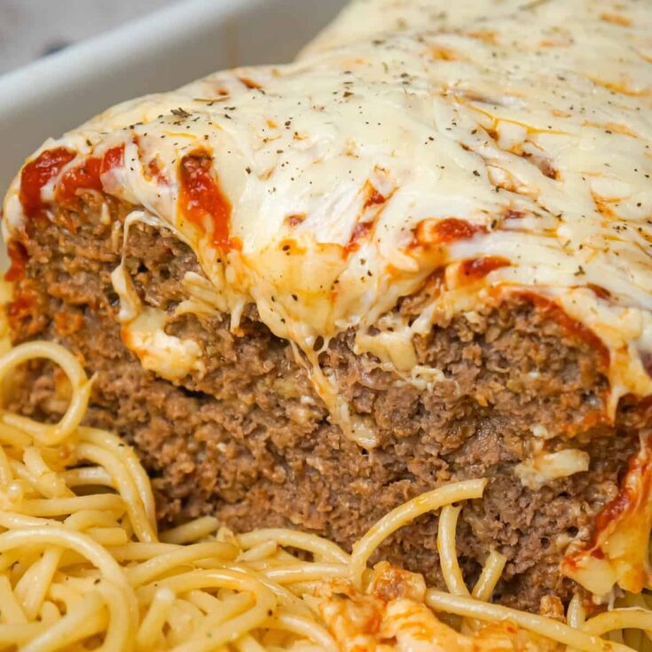 Italian Meatloaf is a delicious two pound ground beef meatloaf recipe loaded with Italian seasoned bread crumbs, marinara sauce and a blend of Italian cheeses.