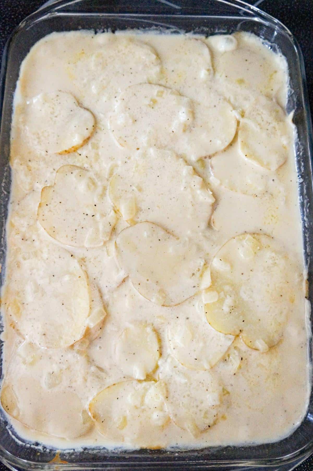 scalloped potatoes after removing aluminum foil