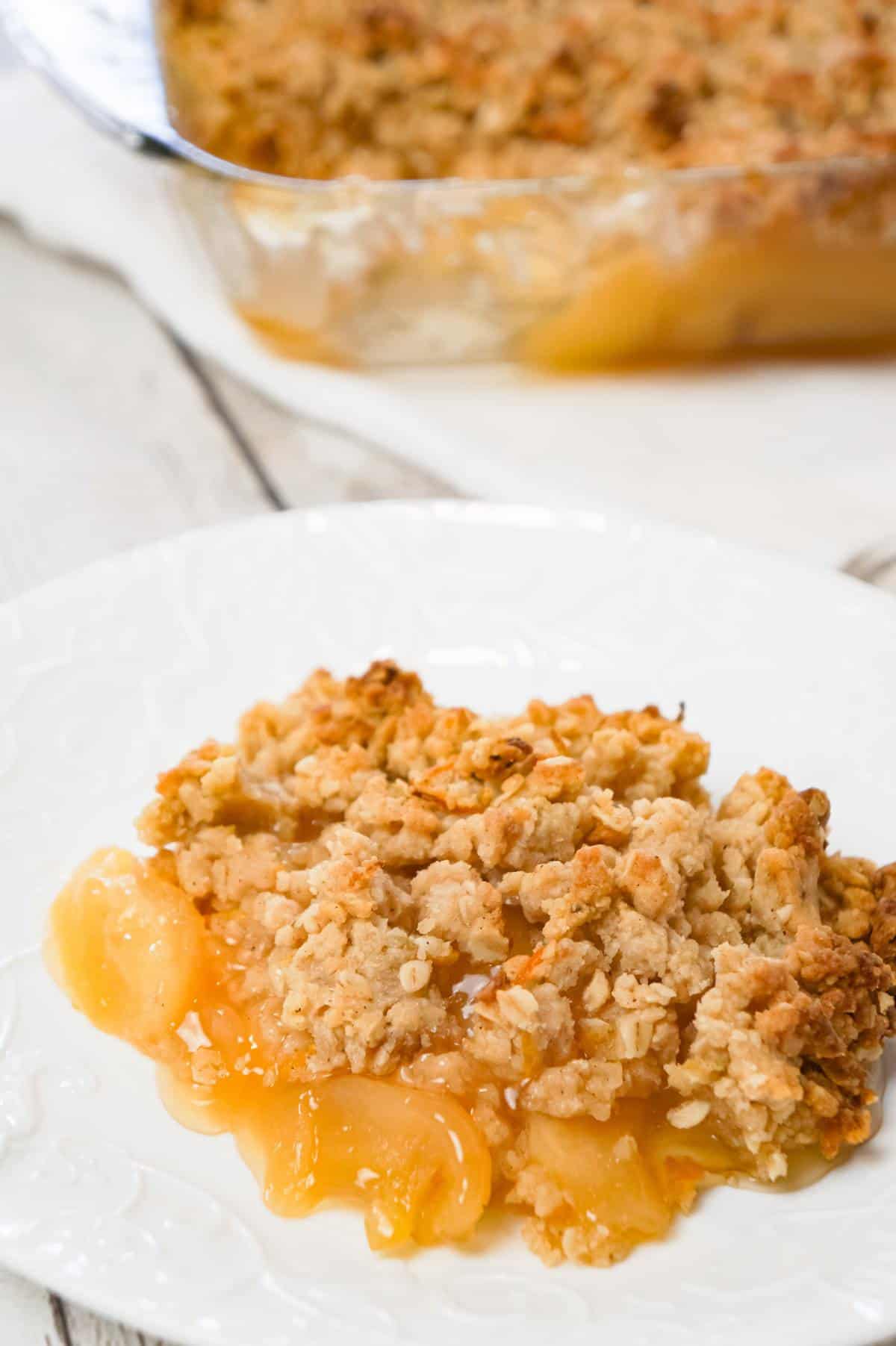 Apple Crumble is a delicious fruit dessert with a base of apple pie filling with a crunchy crumble topping with hints of citrus and cinnamon.