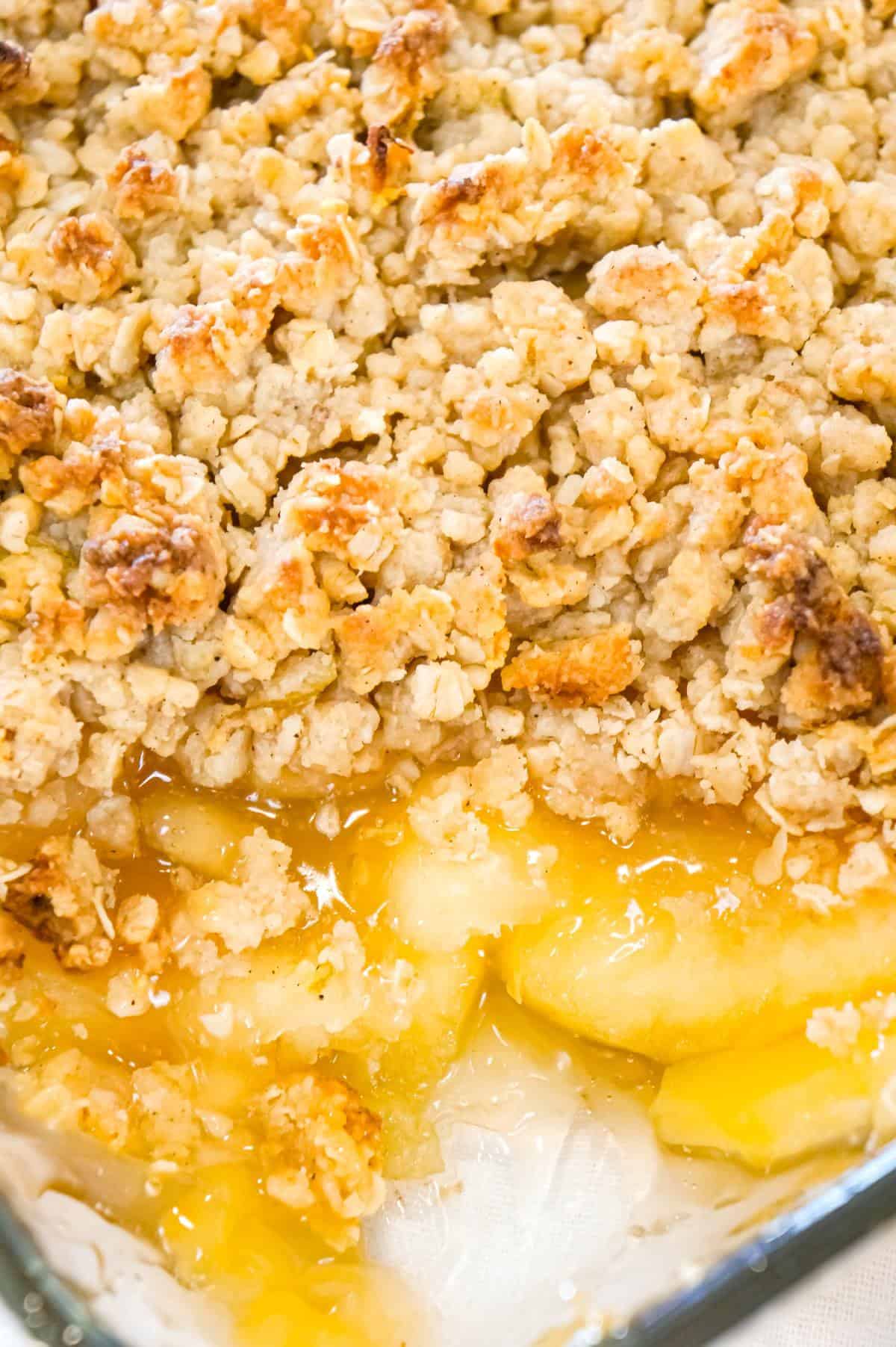 Apple Crumble is a delicious fruit dessert with a base of apple pie filling with a crunchy crumble topping with hints of citrus and cinnamon.