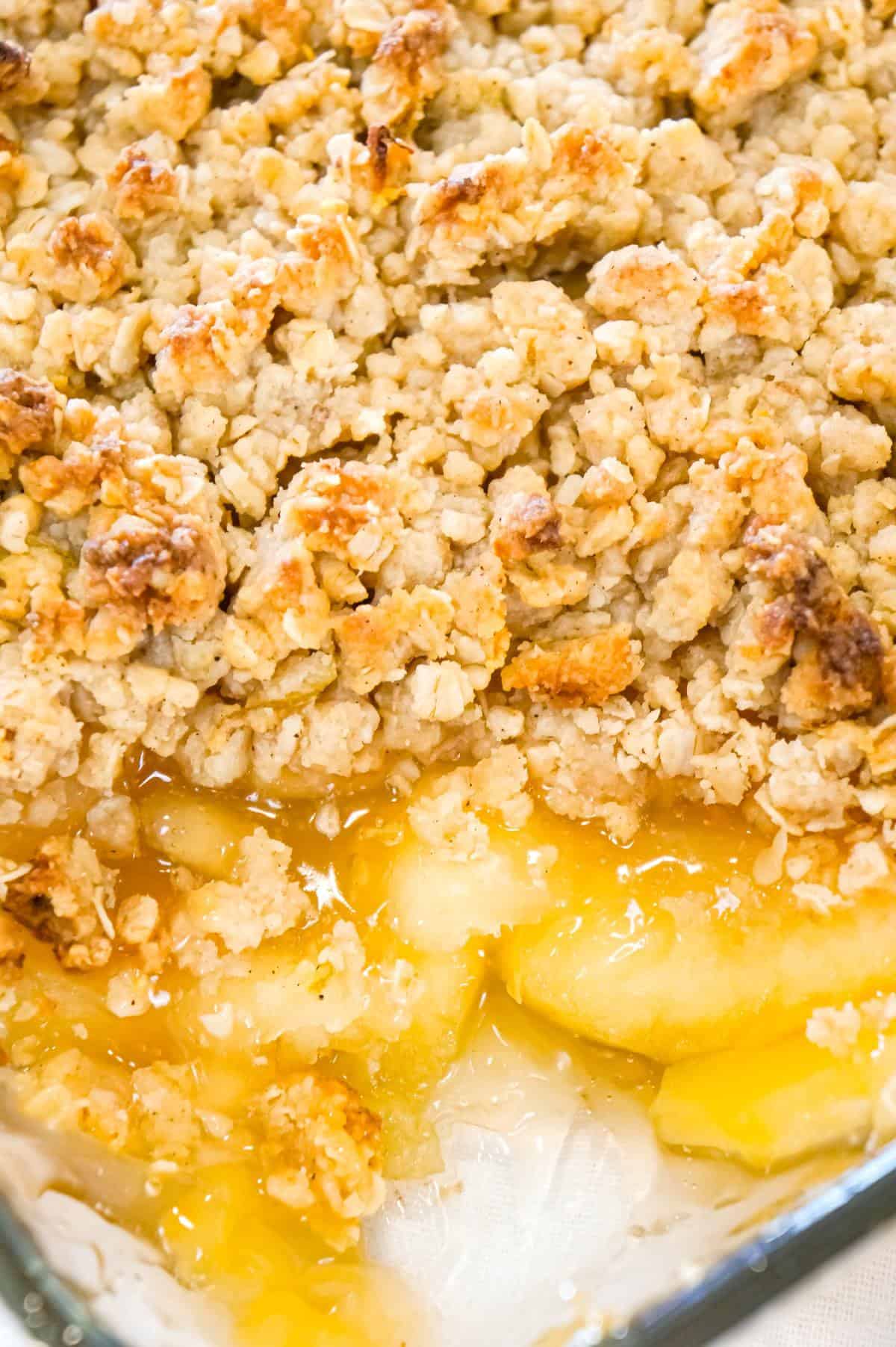 Apple Crumble is a delicious fruit dessert with a base of apple pie filling with a crunchy crumble topping with hints of citrus and cinnamon.