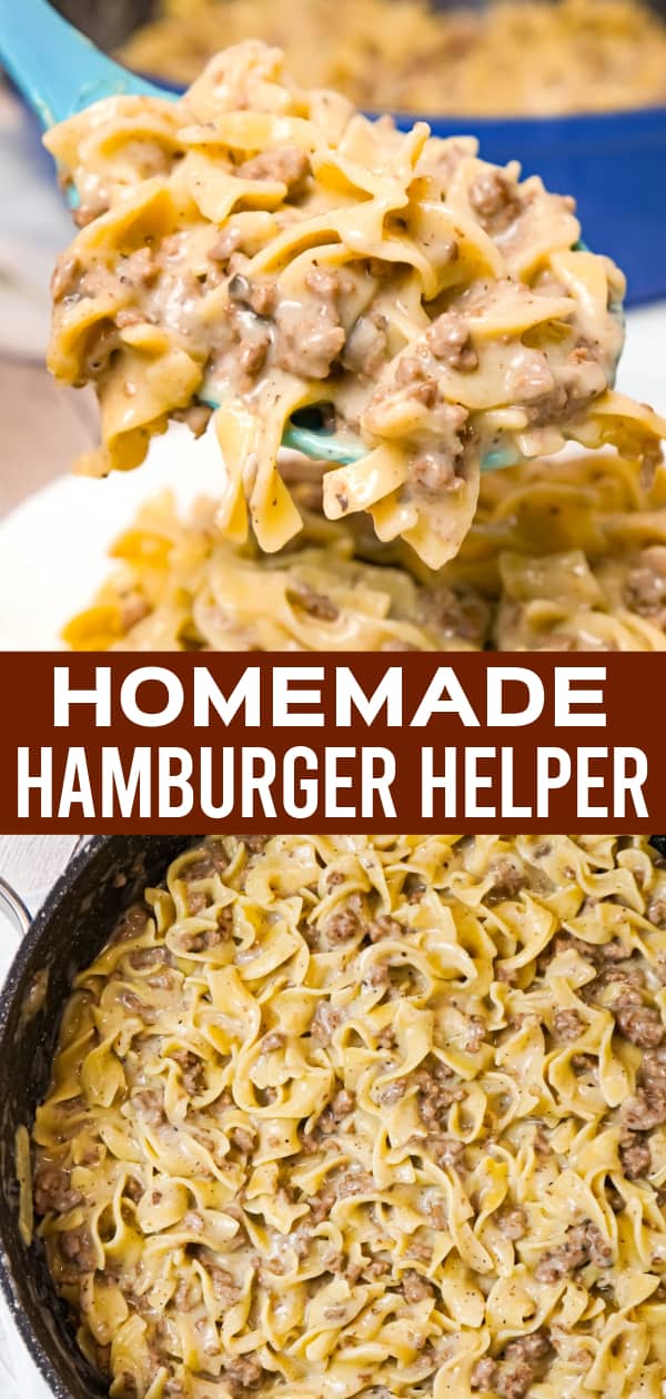 Homemade Hamburger Helper is an easy weeknight dinner recipe made with ground beef, egg noodles and condensed cream of mushroom soup.