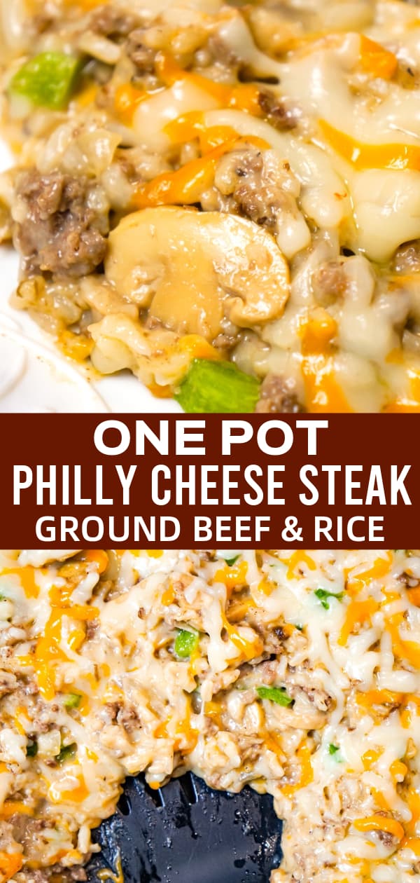 One Pot Philly Cheese Steak Ground Beef and Rice - THIS IS NOT DIET FOOD